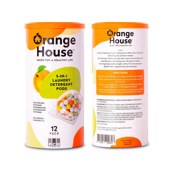 Orange House Laundry Natural 5 in 1 Detergent Pods 12 Pacs